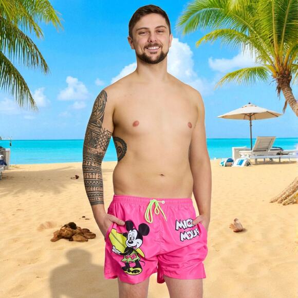 Disney Mickey retro swim Trunks Men SZ 3XL Plus Size Swimming bottoms NWT - Picture 3 of 7